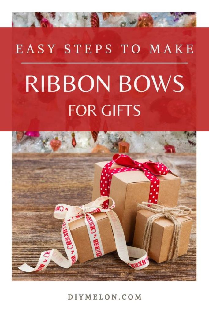 Making ribbon bows for gifts