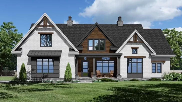 5-Bedroom 2-Story Contemporary Farmhouse with Bonus Expansion Space (Floor Plan)