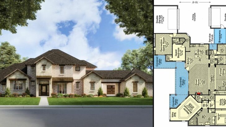 2-Story 4-Bedroom Hill Country Home with Porte Cochere and Angled Master Suite (Floor Plan)