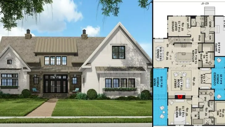 5-Bedroom 2-Story New American House with Prep Kitchen and Two Laundry Rooms (Floor Plan)