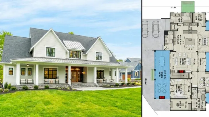 4-Bedroom 2-Story Modern Farmhouse with Formal Dining Room and Informal Lounge (Floor Plan)