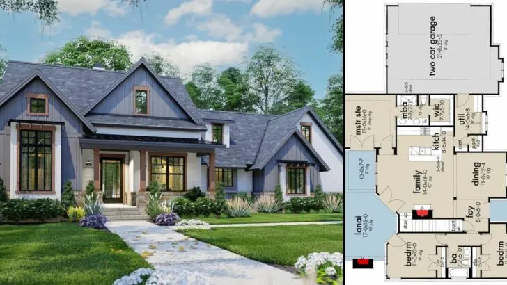 3-Bedroom Two-Story Modern Farmhouse With Two Bonus Rooms (Floor Plan)