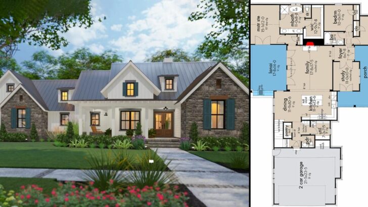 4-Bedroom Dual-Story New American Farmhouse with Bonus Expansion (Floor Plan)