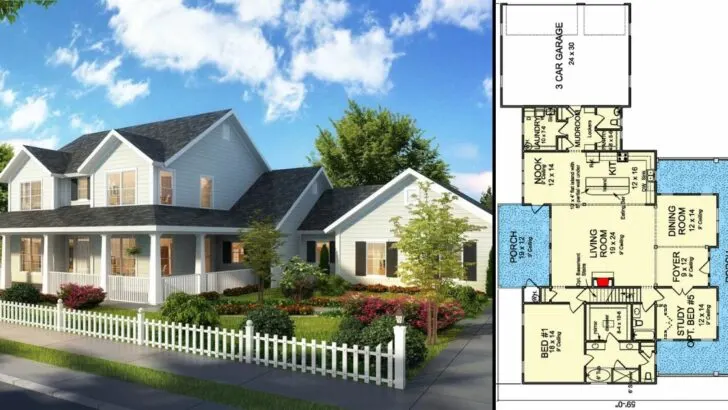 2-Story 5-Bedroom Modern Farmhouse with Upstairs Game Room (Floor Plan)