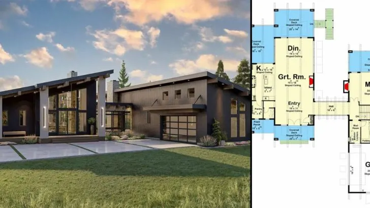4-Bedroom 2-Story Modern Mountain-Style House With Deck Views and Expansion Option (Floor Plan)