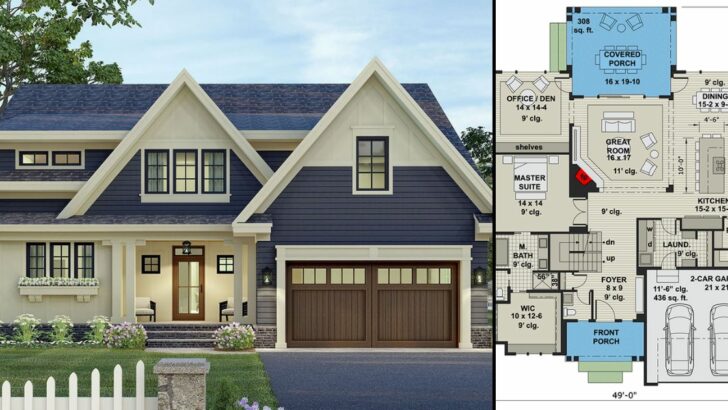 4-Bedroom 2-Story New American House With Home Office and Two Laundry Rooms (Floor Plan)