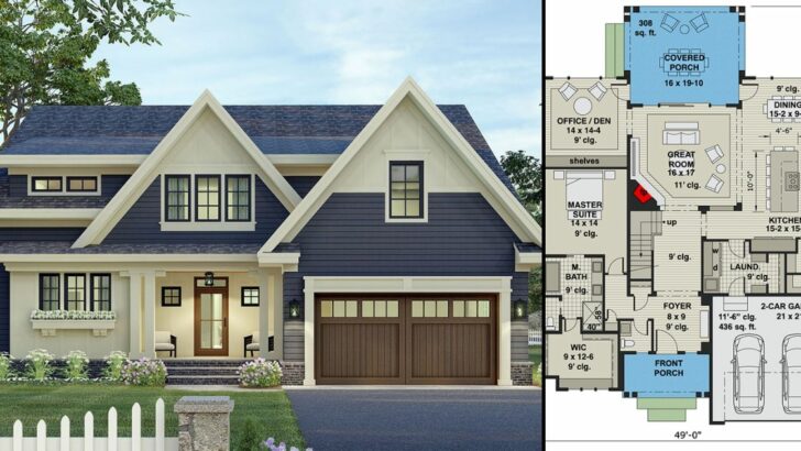 New American Style 3-Bedroom 2-Story House With Home Office and Upstairs Loft Plus Bonus Expansion (...