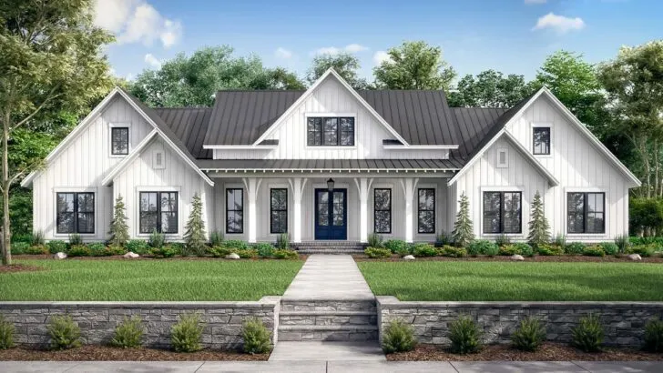 5-Bedroom Two-Story Modern Farmhouse With Game Room and a Bonus Room (Floor Plan)