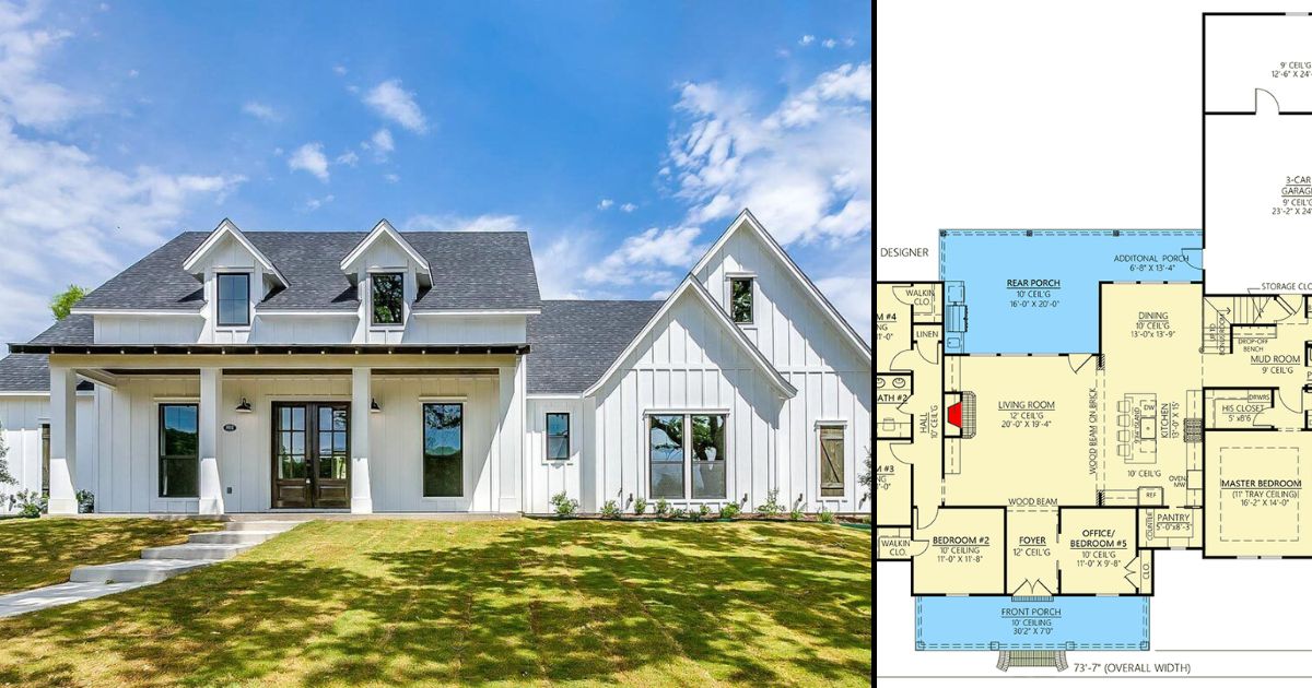 5-Bedroom 2-Story Farmhouse With Outdoor Grilling Porch and Optional ...