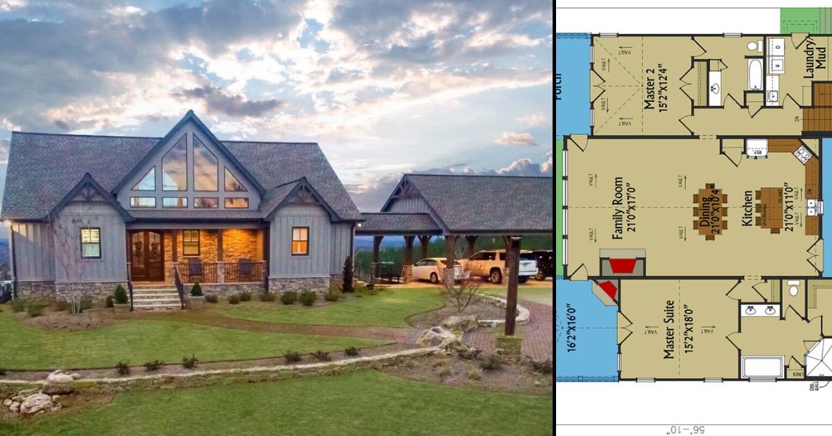 4-Bedroom One-Story Mountain Home with Dual Master Suites (Floor Plan)
