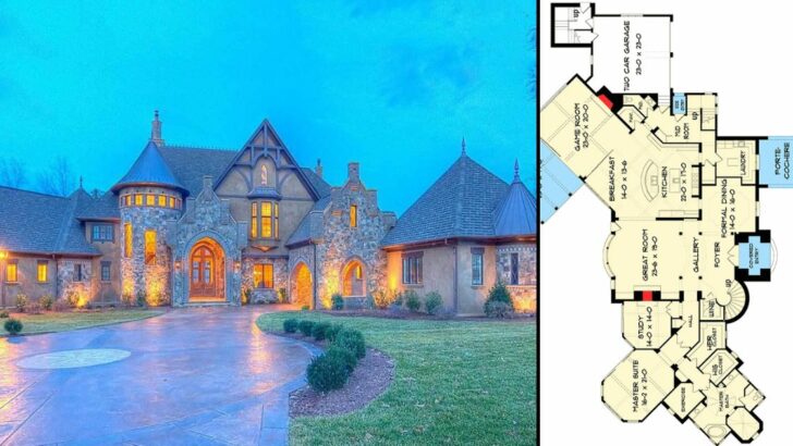 French Country 5-Bedroom 2-Story Estate House with Double-Island Kitchen (Floor Plan)