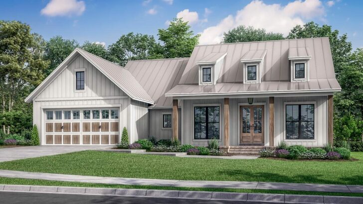 1-Story 3-Bedroom Modern Country Farmhouse with Multi-Purpose Pantry (Floor Plan)