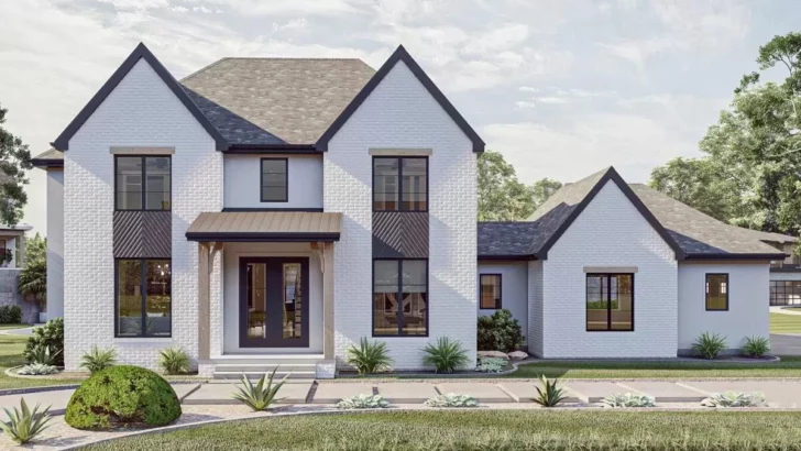 Transitional Dual-Story 4-Bedroom Modern Cottage with Laundry Upstairs (Floor Plan)