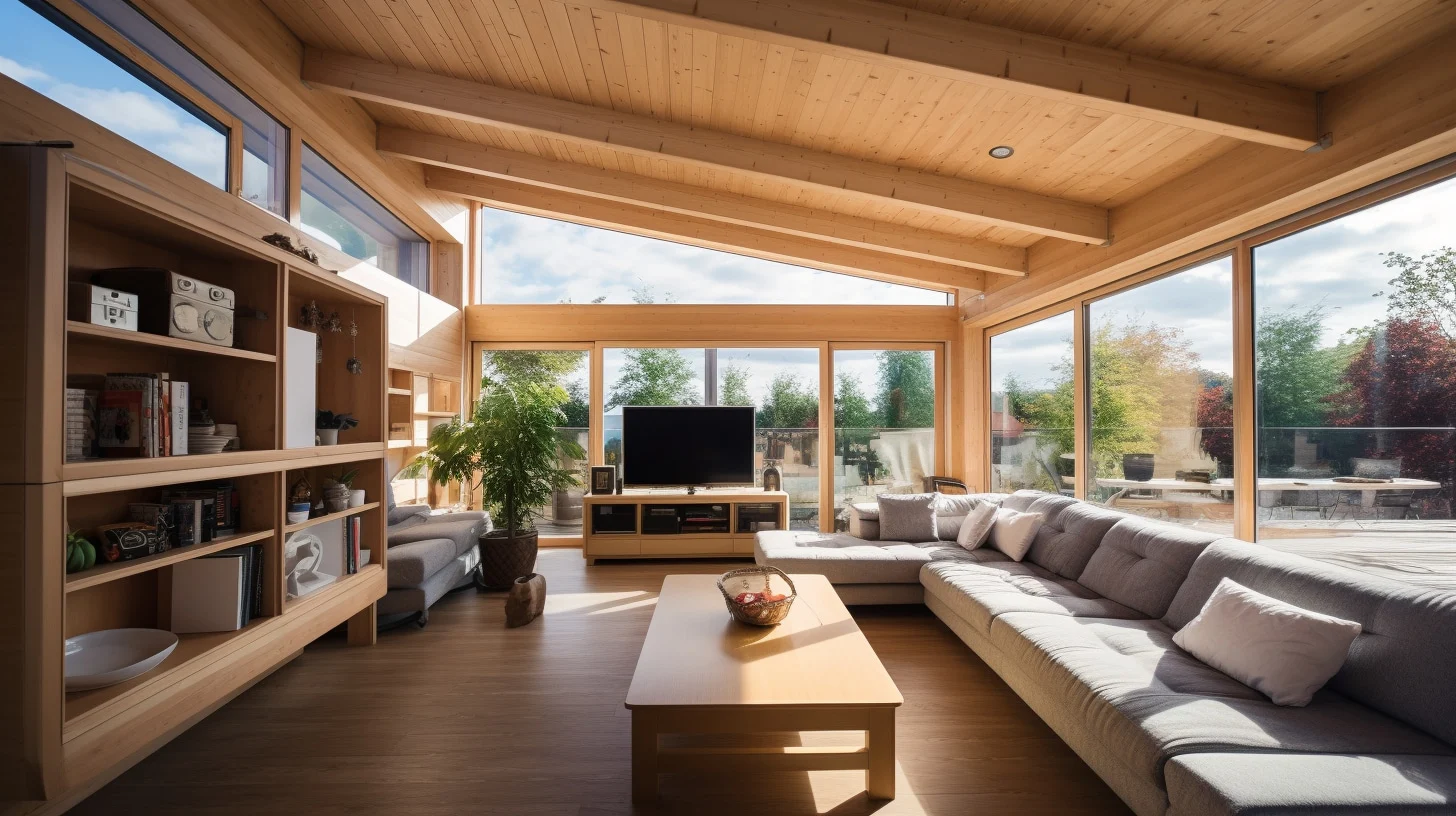 Wooden Living Room Ceiling