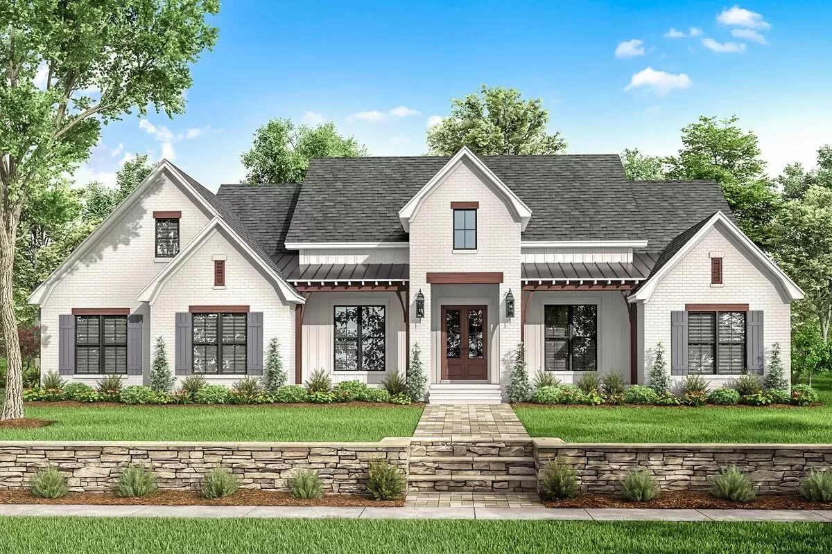4-Bedroom 2-Story Modern Farmhouse with Split Bedrooms (Floor Plan)