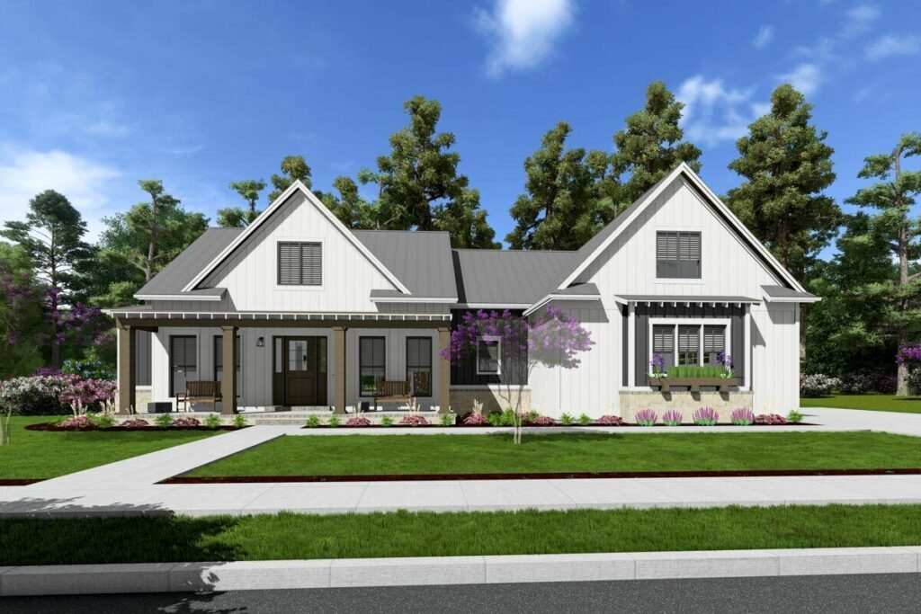 Expandable OneStory 6Bedroom Modern Farmhouse with Large Walkin Closets (Floor Plan)