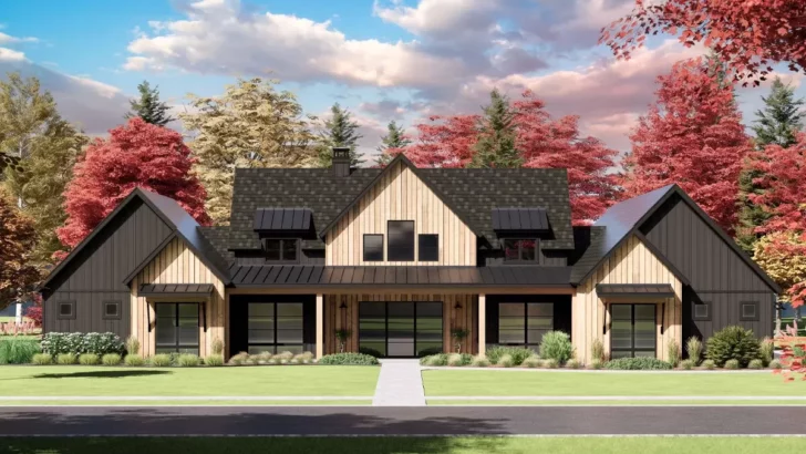 Rustic 4-Bedroom Single-Story Modern Farmhouse with Vaulted Great Room (Floor Plan)
