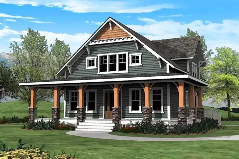 4-Bedroom Dual-Story Craftsman House with Wrap-Around Porch (Floor Plan)