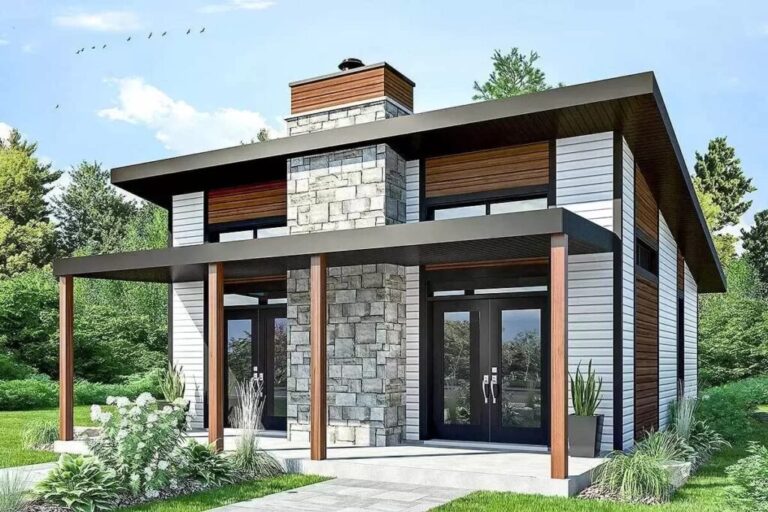 2-Bedroom 1-Story Contemporary Vacation Home with Large Covered Porch (Floor Plan)