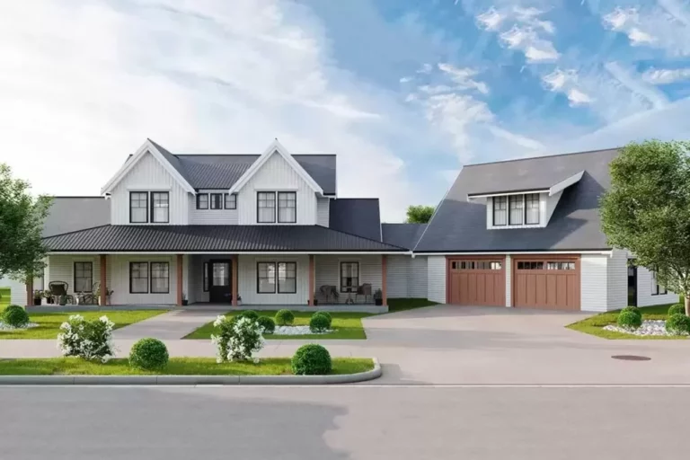 Exclusive 4-Bedroom 2-Story Modern Farmhouse with Vaulted Rear Porch (Floor Plan)
