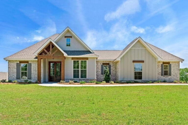 4-Bedroom 1-Story Modern Acadian House with Flex Room Option (Floor Plan)