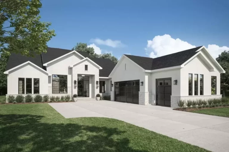 3-Bedroom One-Story Transitional House with Golf Cart Garage (Floor Plan)