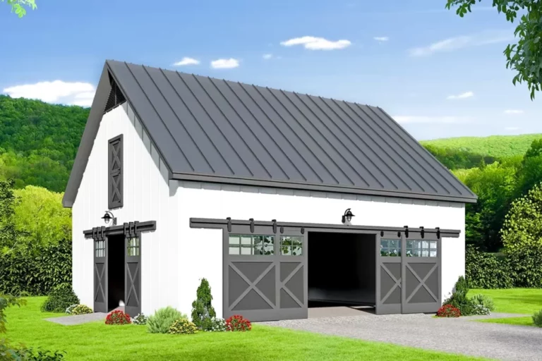 4-Car 2-Story Barn-Style Detached Garage with Spacious Loft (Floor Plan)