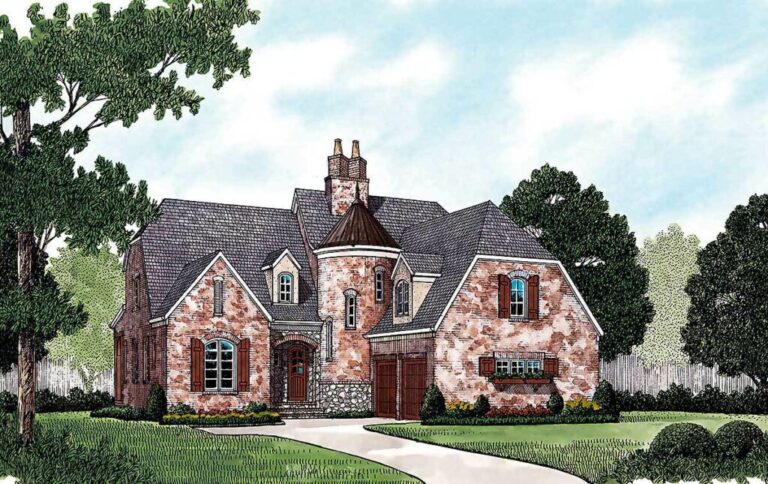 3-Bedroom Two-Story Storybook Style House with Secret Passage (Floor Plan)