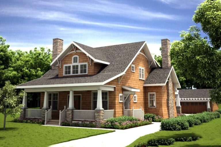 3-Bedroom Dual-Story Storybook Bungalow with Fireplace (Floor Plan)