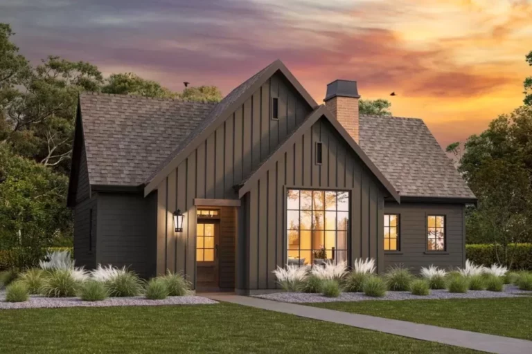 2-Bedroom Single-Story Traditional Cottage House with Vaulted Living Space (Floor Plan)