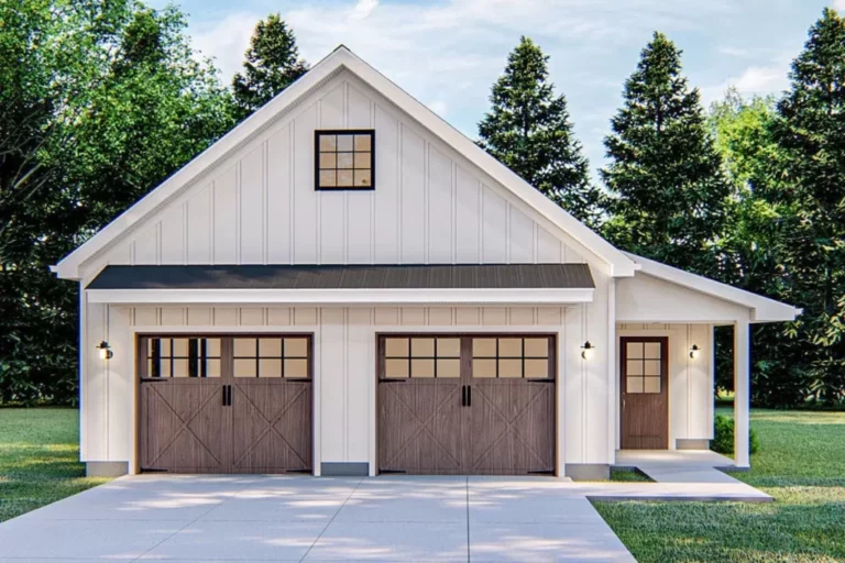 2-Car One-Story Modern Farmhouse Detached Garage with Pull-down Stairs (Floor Plan)