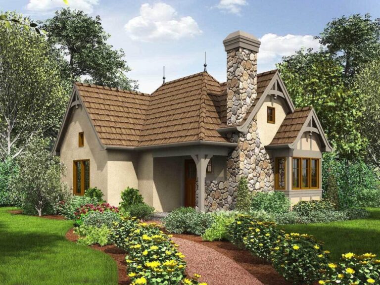Single-Story 1-Bedroom Storybook Cottage with Cozy Fireplace (Floor Plan)