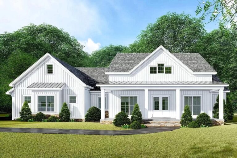 1-Story 3-Bedroom Modern Farmhouse with Flex and Bonus Rooms (Floor Plan)