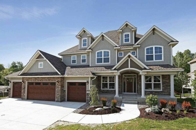 2-Story 5-Bedroom Craftsman Style Storybook House With 4 Car Garage (Floor Plan)