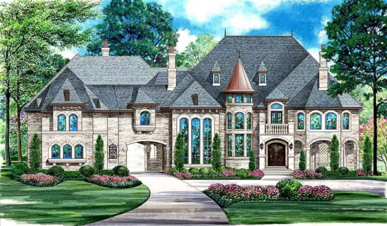 5-Bedroom 2-Story Luxury Home with Library Stair and Trophy Room (Floor Plan)