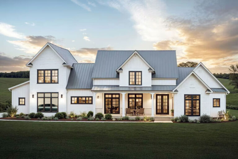 Two-Story 4-Bedroom Modern Farmhouse with Vaulted Living Room (Floor Plan)