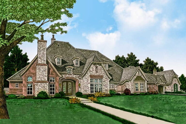 4-Bedroom 1-Story European House with Future Space (Floor Plan)