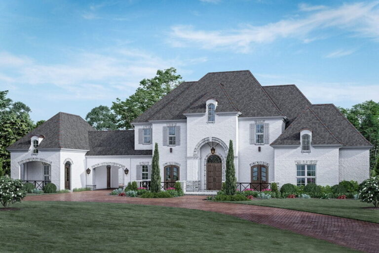 Two-Story 6-Bedroom Brick-clad House with Mother-in-Law Suite (Floor Plan)