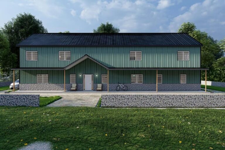 6-Bedroom 2-Story Barndominium House with Home Gym (Floor Plan)