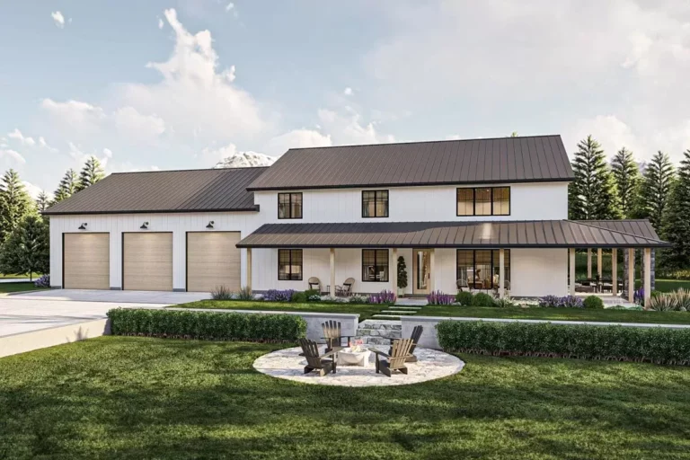 4-Bedroom 2-Story Barndominium House with Massive 4-Car Garage (Floor Plan)
