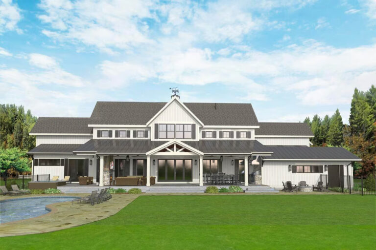 9-Bedroom 2-Story Modern Farmhouse with Optionally Finished Lower Level Expansion (Floor Plan)