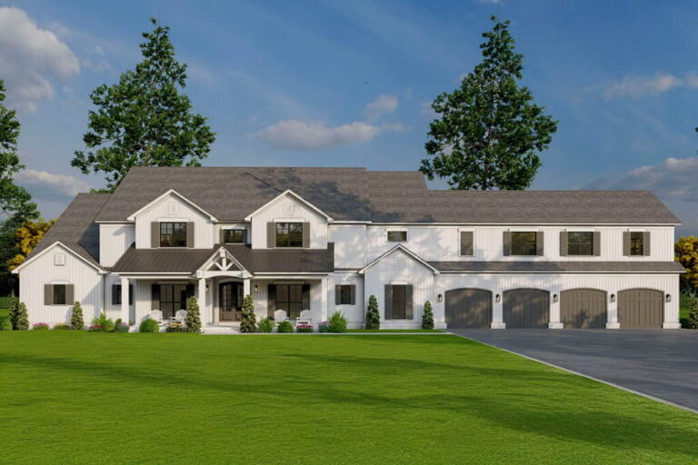 5-Bedroom 2-Story Farmhouse With a Massive 4-Car Garage and Outdoor Living (Floor Plan)