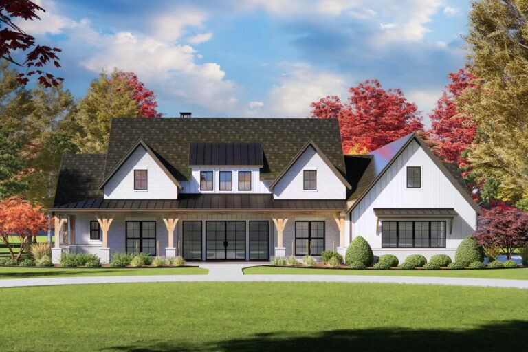 4-Bedroom 1-Story Modern Farmhouse with Home Office (Floor Plan)