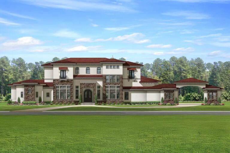 8-Bedroom 2-Story Luxury Modern Farmhouse With Dual Garages and Grand Rotunda (Floor Plan)