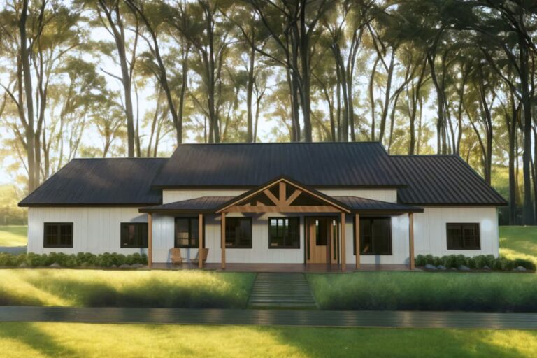 4-Bedroom 1 Story Modern Farmhouse With Expansive Rear Porch (Floor Plan)