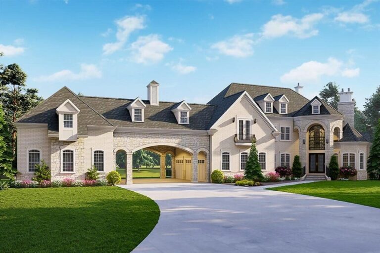 6-Bedroom Two-Story European Estate Home with Porte Cochere (Floor Plan)
