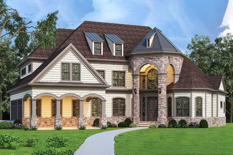 6-Bedroom 2-Story French Country Home with Grand Staircase (Floor Plan)