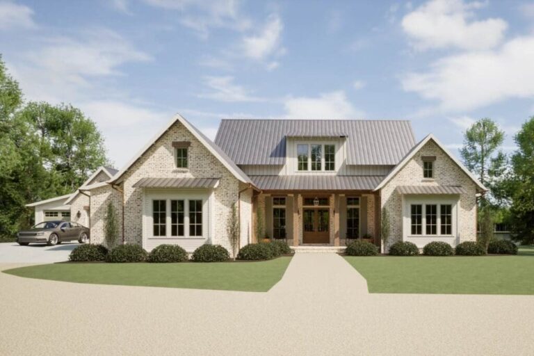 3-Bedroom 2-Story Modern Farmhouse with Brick Exterior (Floor Plan)