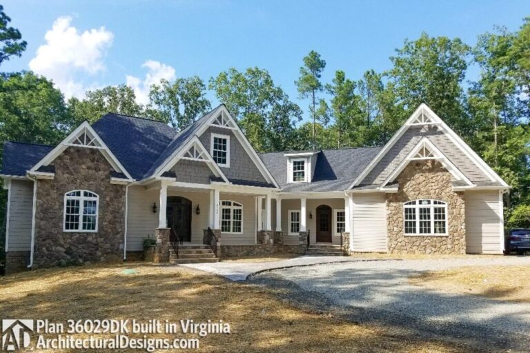 6-Bedroom 1-Story Angled Craftsman House with Expansion Possibilities (Floor Plan)