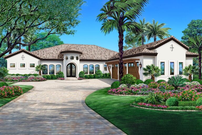 4-Bedroom 1-Story Modern Farmhouse With Bonus Room and Courtyard Entry Garage (Floor Plan)